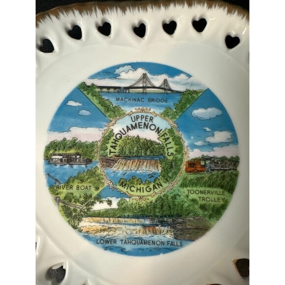 Vintage Michigan Souvenir Heart Rim Plate 7" - Picture 2 of 4
